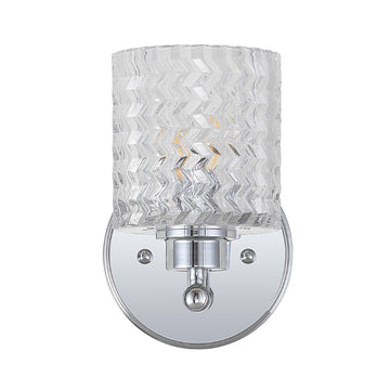 Spaulding Vintage Iron/Chevron Pattern Glass Farmhouse Cottage LED Vanity Light - JONATHAN Y